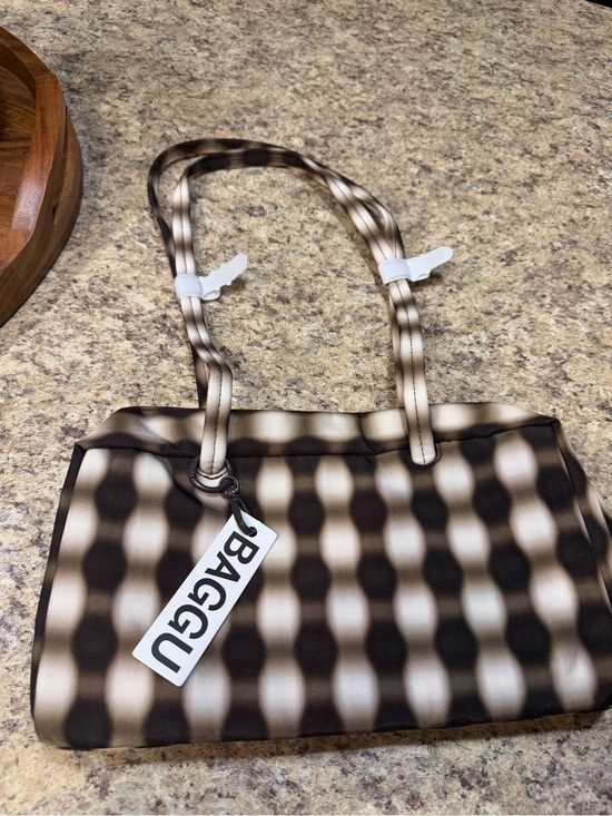 BAGGU Handbags - Baggu blurred gingham bowler bag medium